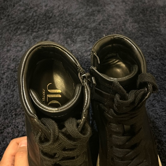 JENNIFER LOPEZ Platform Black High-Top Sneaker Wedge Size 8 - Picture 7 of 11